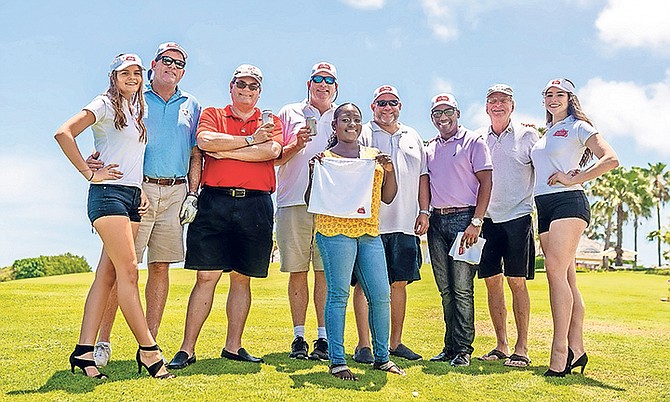 Brand Manager of Anheuser-Busch at Bahamian Brewery Keiani Worrell (pictured centre) and Stella Artois Caribbean sales and marketing manager Manuel Bartolo with organisers of the 33rd Annual Golf Tournament. Over a hundred golfers came out to support this annual event which added Stella Artois as its title sponsor this year.
Photos courtesy of Javear Cleare for Barefoot Marketing