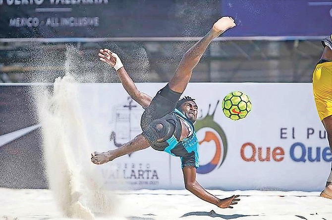 Team Bahamas in action at the CONCACAF Beach Soccer Championships in Mexico. Photo: @concacaf on Instagram