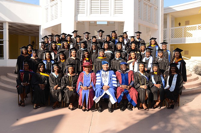 Graduates and university officials in Grand Bahama