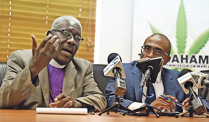 Commission co-chairs Bishop Simeon Hall, left, and Quinn McCartney. Photo: Shawn Hanna/Tribune staff