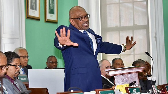 Prime Minister Dr Hubert Minnis in the House of Assembly on Wednesday. Photo: Yontalay Bowe/BIS