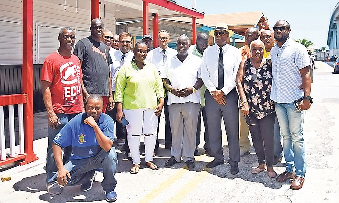 PLP Leader Philip Davis toured Potter's Cay on Tuesday. Photo: Shawn Hanna/Tribune staff