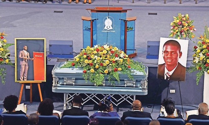The funeral of Blair John on Saturday. Photo: Shawn Hanna/Tribune staff