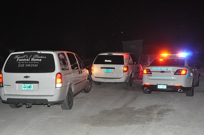 Hearses at Grand Bahama Sailing Club after the victims’ bodies arrived from Abaco. Photo: Vandyke Hepburn