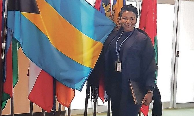 Felicia at the Commission on the Status of Women, United Nations headquarters, New York City.