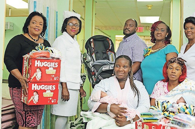 THE mothers of the first boy and girl born on July 10 were yesterday presented with gifts as part of Princess Margaret Hospital’s annual Independence Day donation presentation.
Photo: Donavan McIntosh