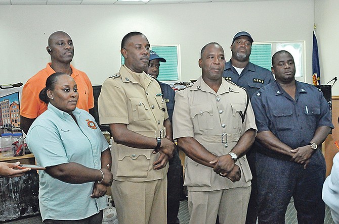 Officers involved in cracking the stealing ring in Grand Bahama.