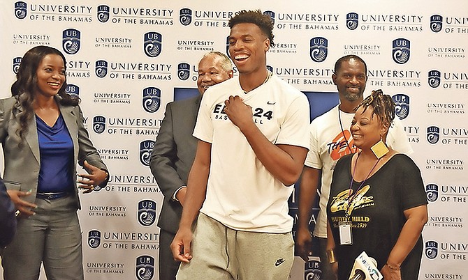 Basketball star Buddy Hield yesterday announced a special partnership with the University of The Bahamas to increase sporting capacity and access to education at the university. Photo: Shawn Hanna/Tribune Staff
