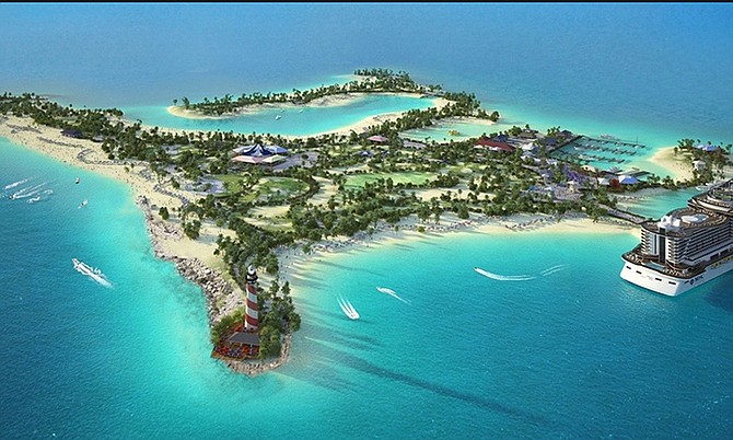 Artist rendering of MSC’s private cruise port on Ocean Cay.
