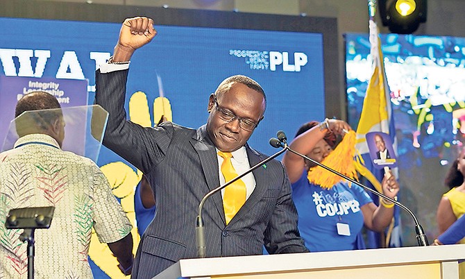 PLP Deputy Leader Chester Cooper on stage at the PLP Convention.