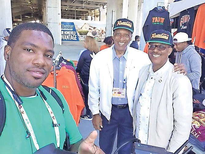 Director Carlos Mackey (centre) says The Best of Sports World - a television talk show that highlights the performances of local and international Bahamian athletes - is now a decade old and getting stronger.