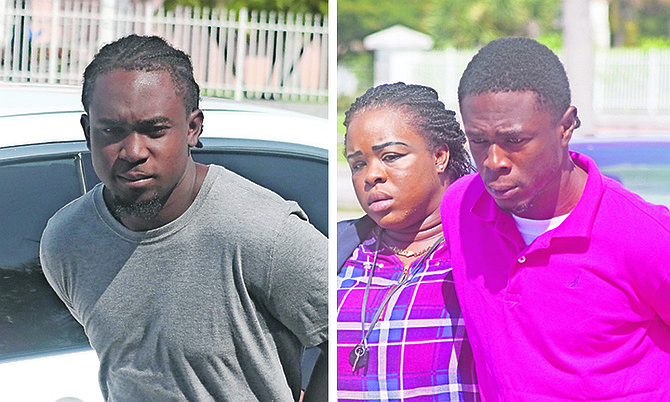 Isaiah Walkine, left, and Jamal Laroda outside court yesterday. 
Photos: Vandyke Hepburn