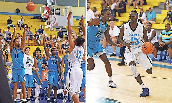 The Georgetown Hoyas in action against the Bahamas men's national basketball team. Photo: Shawn Hanna/Tribune staff