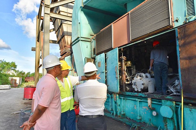 Prime Minister Dr Hubert Minnis toured the Clifton Pier and Baillou Hills power stations on Sunday. (BIS Photos/Yontalay Bowe)
