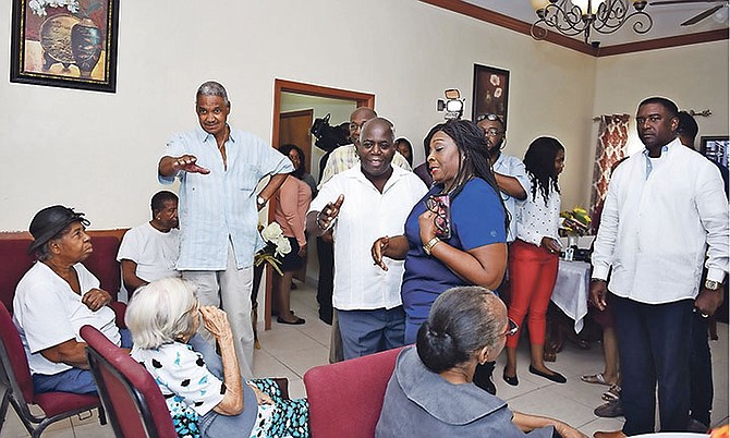 PLP leader Philip ‘Brave’ Davis at Pat’s Senior Citizens Home. 
Photo: Shawn Hanna/Tribune Staff