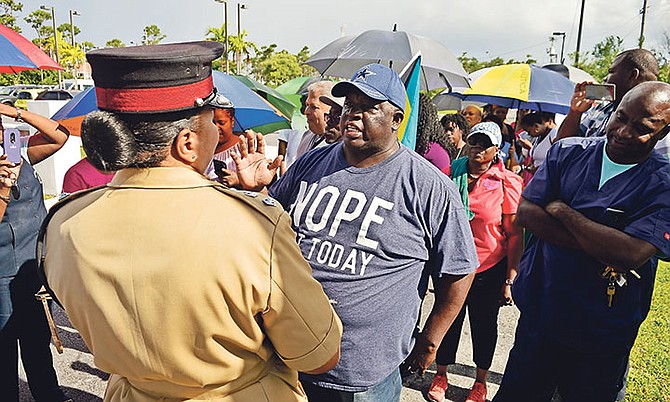 The solidarity march in Freeport yesterday.