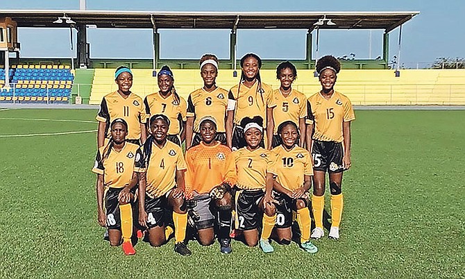 GOOD EFFORT: The girls' Under-17 national soccer team in Curacao.