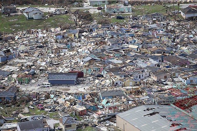 A view of the destruction from Hurricane Dorian in Marsh Harbour on Wednesday. (Al Diaz/Miami Herald via AP)