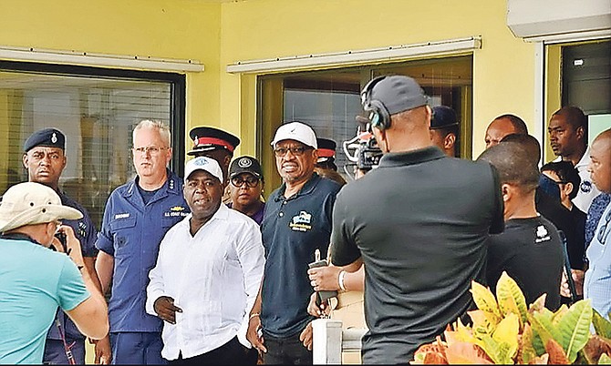 PLP leader Philip ‘Brave’ Davis joined Prime Minister Dr Hubert Minnis for yesterday’s flight over Abaco to assess the impact of Hurricane Dorian. Photo: BIS