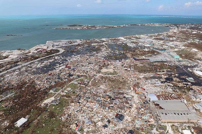 The destruction caused by Hurricane Dorian is seen from the air, in Marsh Harbour, Abaco in September, 2019.
(AP Photo/Gonzalo Gaudenzi)