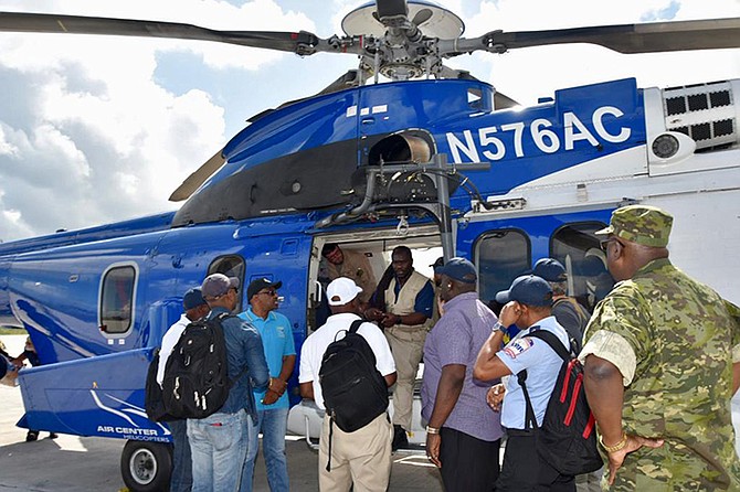 Prime Minister Dr Hubert Minnis, PLP Deputy Leader Chester Cooper, North Abaco MP Darren Henfield and Bahamas Christian Council President Rev Delton Fernander were among a delegation on a humanitarian trip to Green Turtle Cay, Coopers Town and North Abaco today to assess hurricane damage and deliver relief supplies.