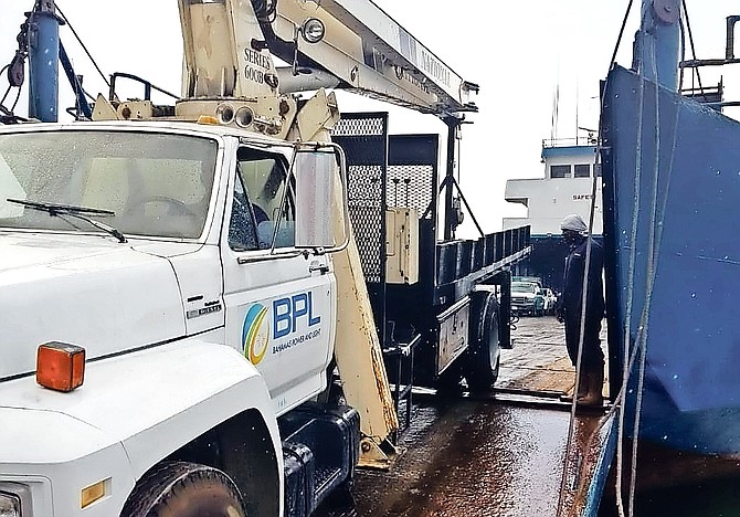 BPL trucks en route to carry out repairs in the hurricane zone.