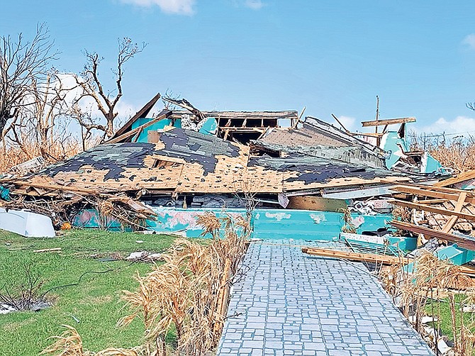 A collapsed house in Sweeting’s Cay.