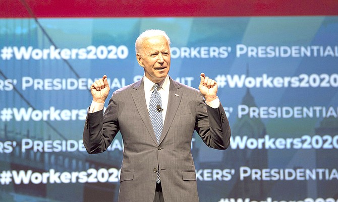 Democratic presidential candidate former Vice President Joe Biden speaks this week in Philadelphia.
(Tom Gralish/The Philadelphia Inquirer via AP)