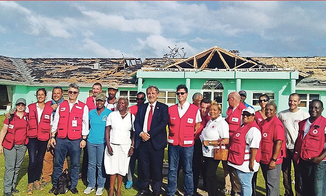 Red Cross president Dr Francesco Rocca during a visit to Abaco to see the damage on Friday.