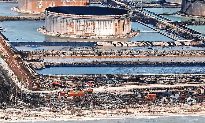 Oil in the area of the Equinor facility after the oil spill during Hurricane Dorian.