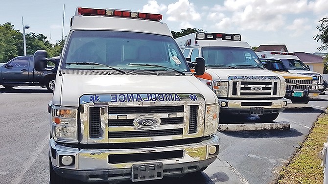 Some of the ambulances that have been donated by Global Medical Response.
