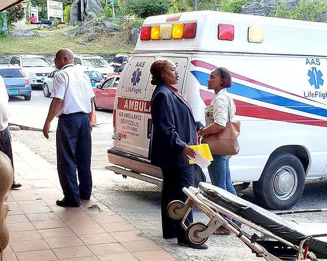 The scene outside Princess Margaret Hospital on Friday.