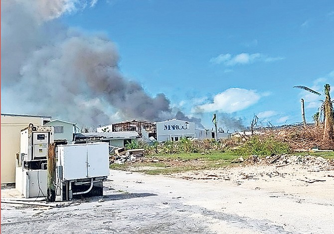 Smoke rising after a fire in Abaco on Sunday.