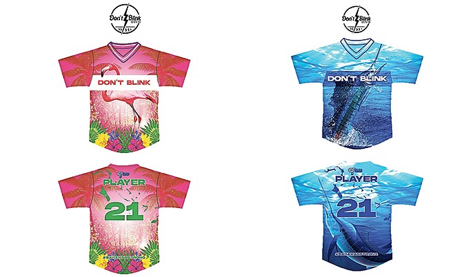 Jerseys for the third edition of The Don't Blink Home Run Derby in Paradise all set for January 4.