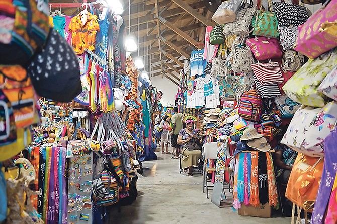 The Straw Market on Bay Street - Opposition Leader Philip Davis has warned that vendors’ livelihoods are at risk amid threats and lock downs of stalls. Photo: Terrel W Carey Sr/Tribune Staff