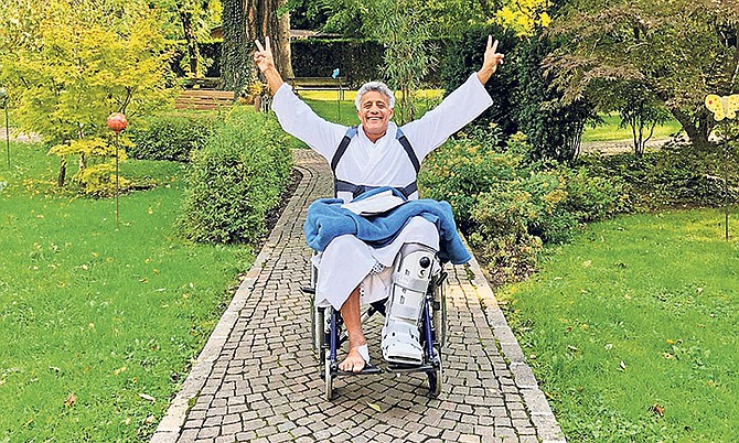 Human rights lawyer Fred Smith is getting back on his feet after suffering horrific injuries in a paragliding accident.