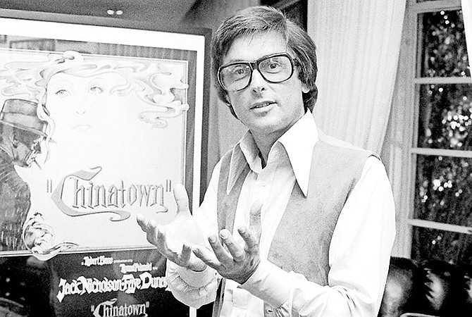This 1974 photo shows Robert Evans talking about his film 'Chinatown' in his office in Beverly Hills. (AP Photo/Jeff Robbins, File)