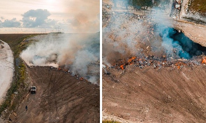 Pictures which appear to show areas on Abaco on fire.