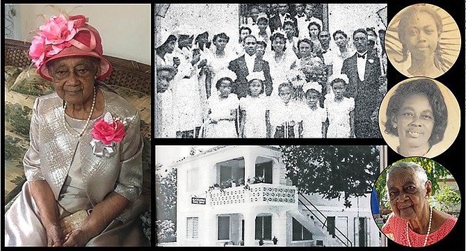 Above: Elaine married Lewis Major in May, 1943 at Salem Baptist Church, Parliament Street; left: the Hay Street homestead; far left and right: Elaine through the years.