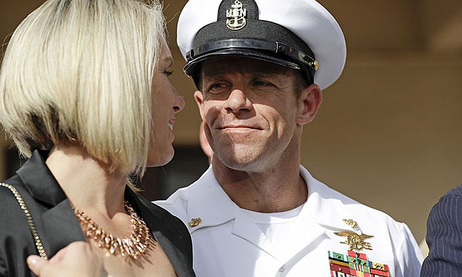 Navy Special Operations Chief Edward Gallagher with his wife, Andrea Gallagher. (AP)