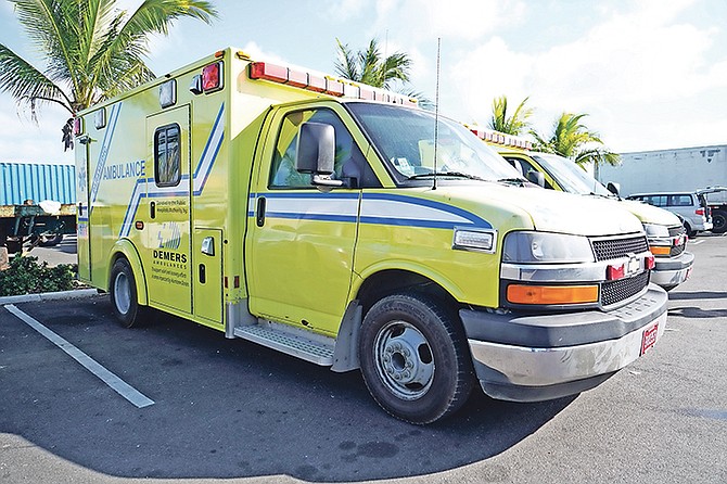 Ambulances being deployed to Grand Bahama yesterday. Photo: Terrel W Carey Sr/Tribune Staff
