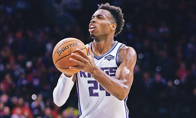 Sacramento Kings’ Buddy Hield in action during the first half of an NBA basketball game against the Philadelphia 76ers, Wednesday. (AP Photo/Chris Szagola)