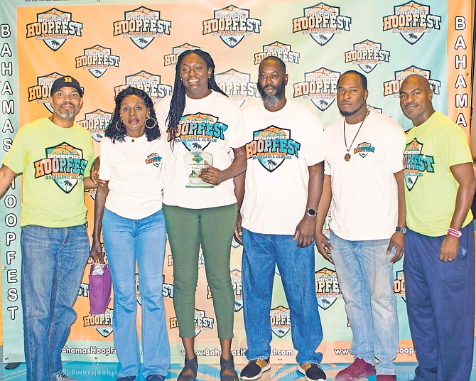 Waltiea Rolle, third from left, has been recognised as the first Bahamian to be drafted to play in the Women’s National Basketball Association - the honour coming during the Bahamas Hoopfest.