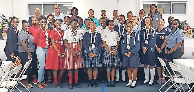 Participants in the BOC’s Women in Sports Forum for high school girls are shown above with executives of the BOC and the presenters.