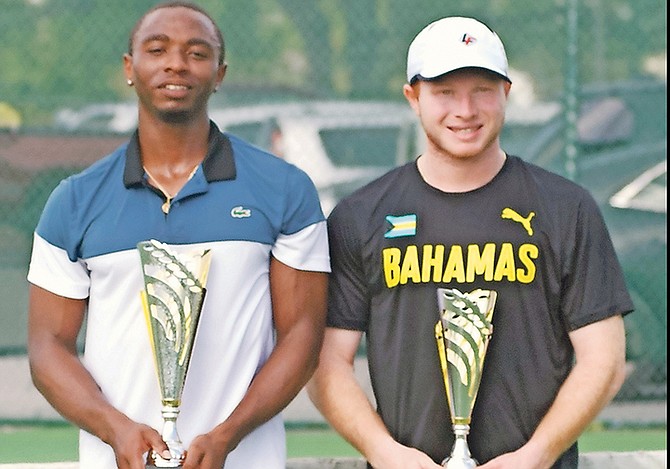 KEVIN Major Jr, left, knocked off top seed and former champion Baker Newman 7-5, 6-3 to clinch the men’s championship title on Saturday. Newman also earned his spot on the Davis Cup team in the process.