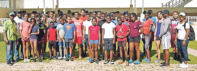 Coaches and participants of the High Performance Track Club’s sprint and hurdles camp.