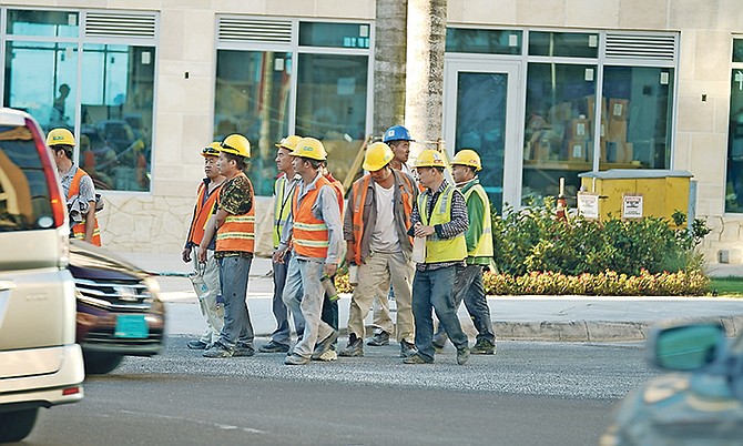 Workers leaving The Pointe on Wednesday.