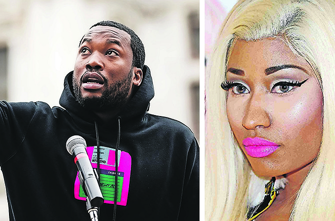 Meek Mill says he's been traumatised by wigs, but his ex, superstar rapper Nicki Minaj, is clearly a fan of the lace front. (AP Photos)