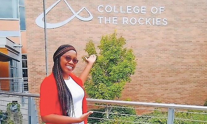 Edwinique Culmer on the College of the Rockies campus in Cranbrook, British Columbia, Canada.