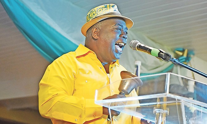 Philip 'Brave' Davis, PLP Leader, speaking on Monday night. Photo: Shawn Hanna/Tribune Staff